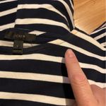 J.Crew  Navy and White Striped Top nautical coquette bow asymmetrical‎ back flaw Photo 2