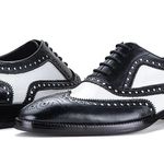 Lethato Black and White Leather Spectator Wingtip Oxford Shoes Size 9 Photo 3