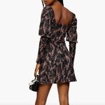 Topshop Spot Print Crinkle Long Sleeve Square Neck Mini Dress Pink Black Size 2 Photo 1