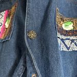 A.C. Clothing USA Boho Hand Painted Denim Jacket Sz XL Blue Photo 4