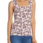 14th & Union Shirred Shoulder Tank Top Floral Tee Photo 0