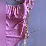 Michael Kors  Pink Ruffle Swimsuit Built in Shelf Bra Padded Cups Off Shoulder 6 Photo 8