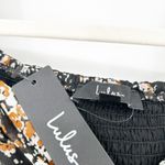 NWT Lulus Womens Mood Setter Ruched Long Sleeve Ditsy Floral Crop Blouse Top S Black Photo 5