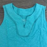 Denim & Co. Linen Blend Split Neck Tank with Picot Trim Photo 3