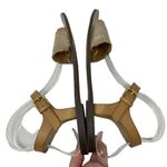 J.Crew  Factory Raffia Ankle Strap Sandal Size 10 Boho Metallic Silver Tan Woven Photo 5