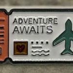 Adventure Awaits AirPlane Multicolor Ticket Metal Enamel Pin Multiple Photo 0