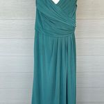 La Femme  Off Shoulder V Neck Long Sheath Jersey Gown Photo 2