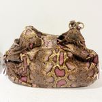 Big Buddha  Pink Faux Leather Snakeskin Print Large Hobo Bag Gold Hardware Photo 5