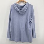 J.Jill  Pure Jill Gauze & Knit Hoodie V Neck Drawstring Pockets Periwinkle Large Photo 6