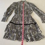 Forever 21  Black White Floral Ruffle Mini Dress • Long Sleeve • Smocked Waist • Photo 5