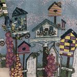 SUGAR STREET WEAVERS rare 90s birdhouse printed jacket M blue tapestry artsy Size M Photo 4