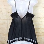 Urban Outfitters  Ecote Cami Top Women S Black Floral Bead Tassel Romantic Goth Photo 9