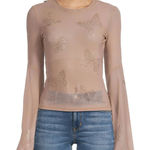 Guess Fiamma Bell-Sleeve Butterfly Mesh Top NWT XS Photo 0