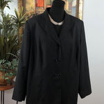 Kasper Women Jacket 18W Striped 3 Button Front Office Siren Preppy Formal Black Photo 0