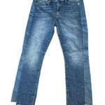 Paige Cindy Jeans in Alette Distressed Denim Twisted Split Curved Raw Hem 32 Photo 1