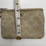 Coach Poppy Wristlet Wallet Signature C Tan Metallic Detail Trim Zippy With Fob Photo 10