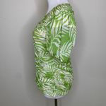 Cato Lime Green Bamboo? Print Mesh Stretch Top Puff Sleeve Sz Small Photo 2