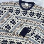 Vtg. Richmond 100% Wool Blue Gray Snowflake Pattern Sweater Womens Large Classic Photo 2