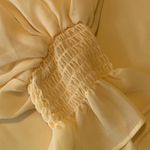 Vince Camuto Blouse 1X Yellow V-Neck Smocked Cuff Sheer Puffy Long Sleeves Photo 8