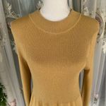 Free People  Long Sleeve stretchy Dress in Gold metallic Photo 2