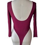 Bozzolo Burgundy Red Ribbed Bodysuit 1 Piece by ~ Women's Size SMALL Photo 2