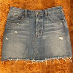Reformation Retooled Denim Mini Jean Skirt Salton Wash Distressed Size 29 Photo 1