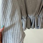 Hailey & Co. Hailey & Company grey ribbed sparkle long sleeve sweater cinched waist Large Photo 3