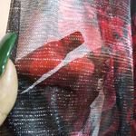 Nina Leonard Elegant Floral Black and Red Dress Mock Neck Sheer Size M Photo 4