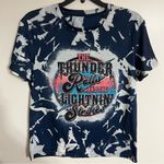 Source Unknown Women’s Garth Brooks Thunder‎ Rolls Bleach Dyed Short Sleeve Tshirt Blue Size XL Photo 0