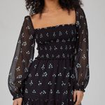 Wilfred Aritzia Tempest Dress Black Aqua Print Long Sleeve Mini Length Size XS Photo 3