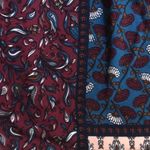 Pink Rose Mock Neck Swing Dress Paisley Boho Print Patchwork Jewel Tones Relaxed Photo 11