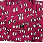 Vera Bradley  Quilted Playful Penguins Turnlock Tote Bag Crimson Red Retired Photo 3