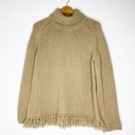 Bogner Wool Alpaca Blend Turtleneck Sweater with Fringe Hem – Size XL Tan Photo 0