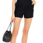 Maje  Black Lace Silver Grommet Details Snap Front Collared Romper Size XS Photo 0