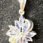 Tanzanite Cluster Flower Star Gemstone Sterling 925 Silver Necklace Photo 0