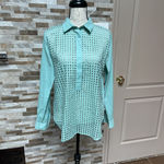 Loft The Softened Teal Eyelet Popover Cotton Shirt Henley Top M Photo 1
