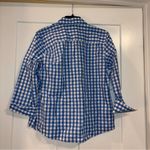 Foxcroft  wrinkle free blue & white check button down shirt 3/4 sleeve Sz 8 NWOT Photo 2