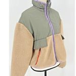 ZARA Women’s Tan Beige Fleece Sherpa Sage Green Zip Jacket X Small Rare Photo 6