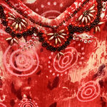 Susan Graver  Top Womens Small Red Geometric‎ Print Beaded Boho Artsy Oversized Photo 5