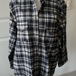 IRO  Black and White Button Down flannel Plaid thick Shirt Photo 0