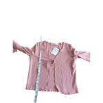 Elodie Pink Ribbed Long Sleeve Tie-Front Crop Cardigan Sweater Top Size S NWT Photo 4