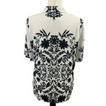 ZARA Women's Linen Blend Top Button down Floral Boho Oversized Black White sz M Photo 1