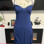 Adore Me Navy Blue Bamboo Slip Dress - Size M - Lace Side Panels Photo 2