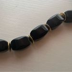 Vintage Napier signed Black Bead Necklace Gold Photo 2