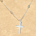 Sterling Silver  925 Beaded Cross Necklace Photo 0