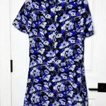 NELL 100%‎ Silk Size 8 Short Sleeve Blue Floral Drop Waist Dress Photo 0
