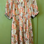 THML  Women's Geometric Midi Dress - Pink and Orange Photo 0