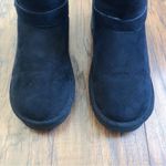 Arizona Jeans Arizona • faux shearling ankle booties black suede fur harness short low Y2K Photo 3
