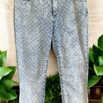 Chico's 1 Platinum Jeans Crop Denim Blue White Dot Pattern Med 8/10 Casual Ladies Photo 0