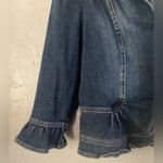 Ashley Judd Denim Jacket Size M Casual Ruffled Bohemian Fall Jacket Blue Size M Photo 5